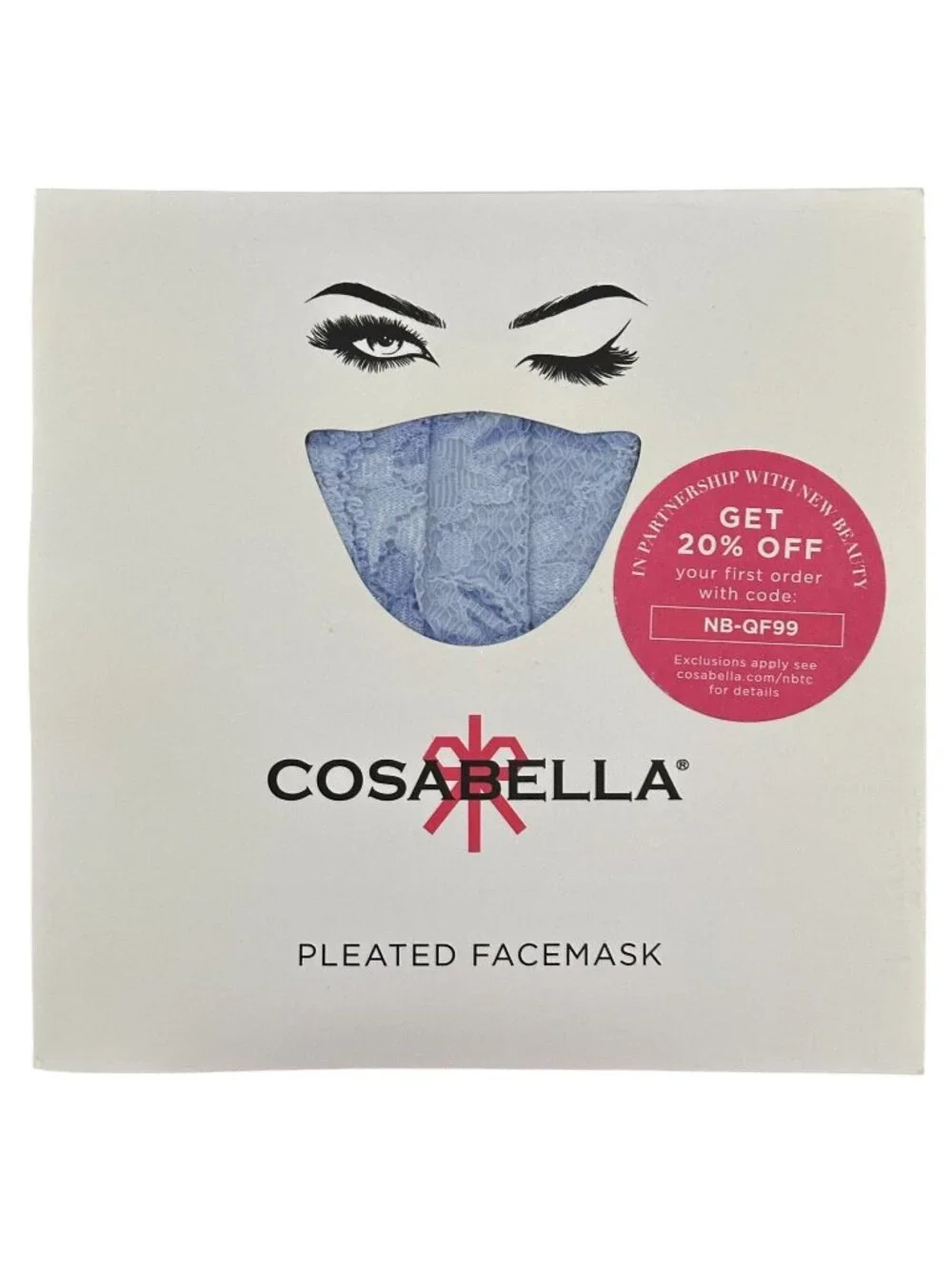 Cosabella Face Mask Never Say Never V in Riviera Blue NEVER9922 Pleated One Size